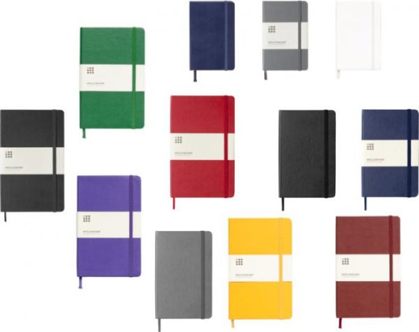 variations of coloured moleskine notebooks