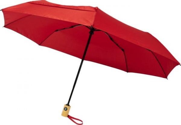 Fold Auto Open Close Recycled PET Umbrella Red