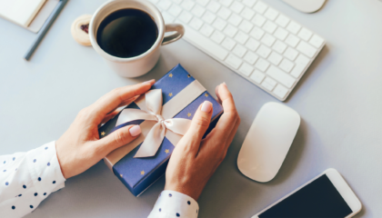 Someone holding a gift