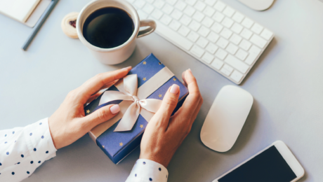 Someone holding a gift