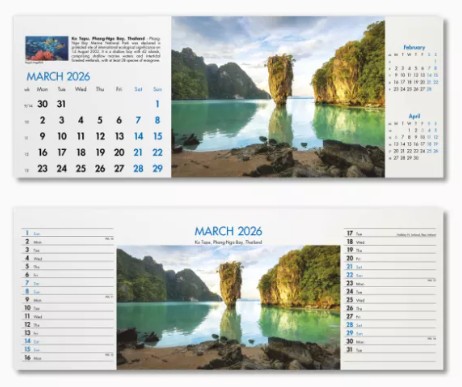 Blue Planet Desk Branded Calendar March