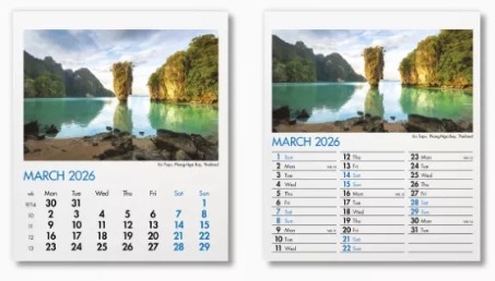 Blue Planet Mini Desk Branded Calendar March